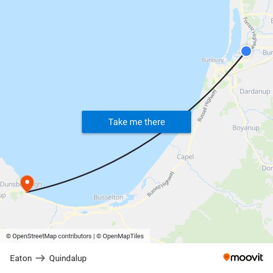 Eaton to Quindalup map