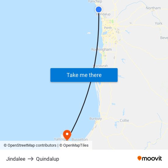 Jindalee to Quindalup map