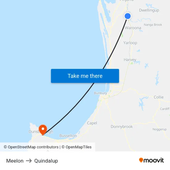 Meelon to Quindalup map