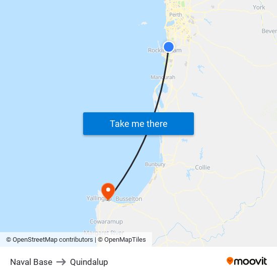 Naval Base to Quindalup map