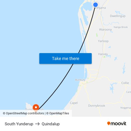 South Yunderup to Quindalup map