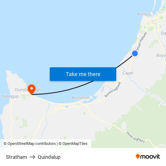 Stratham to Quindalup map