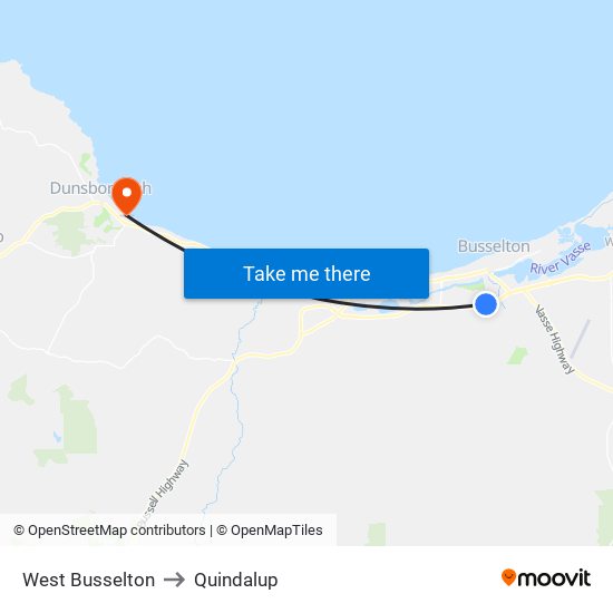 West Busselton to Quindalup map