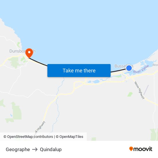 Geographe to Quindalup map