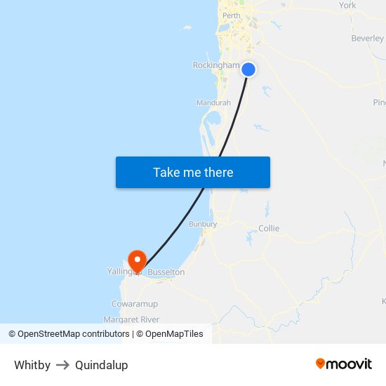 Whitby to Quindalup map