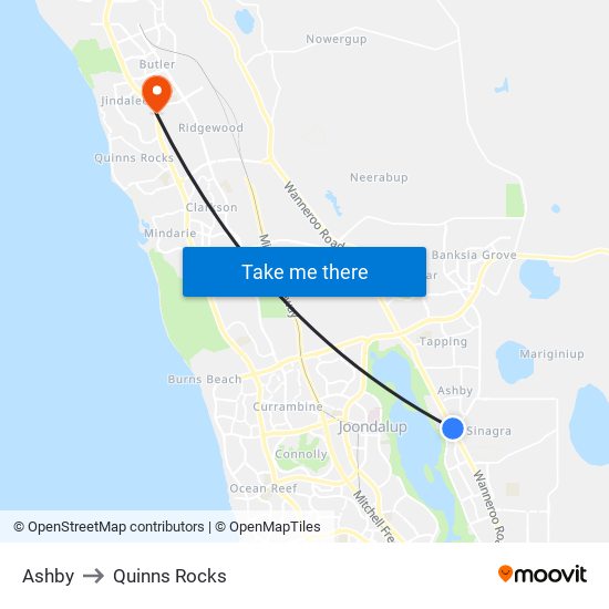 Ashby to Quinns Rocks map