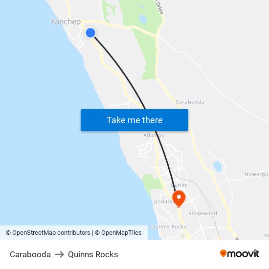 Carabooda to Quinns Rocks map