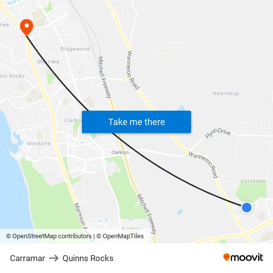 Carramar to Quinns Rocks map