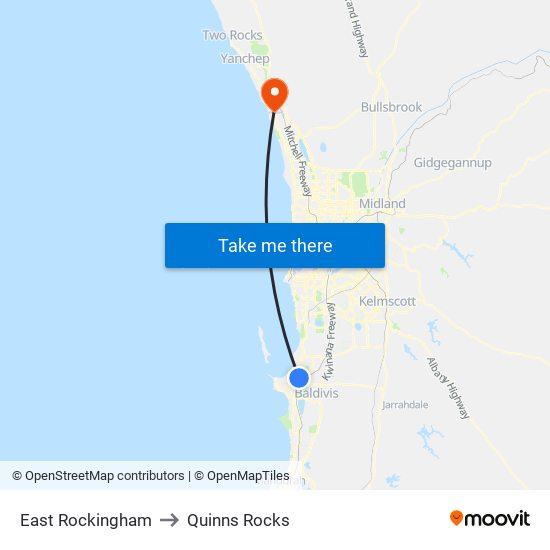 East Rockingham to Quinns Rocks map