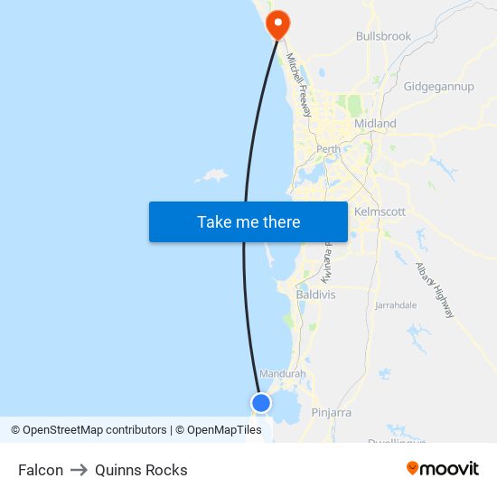 Falcon to Quinns Rocks map