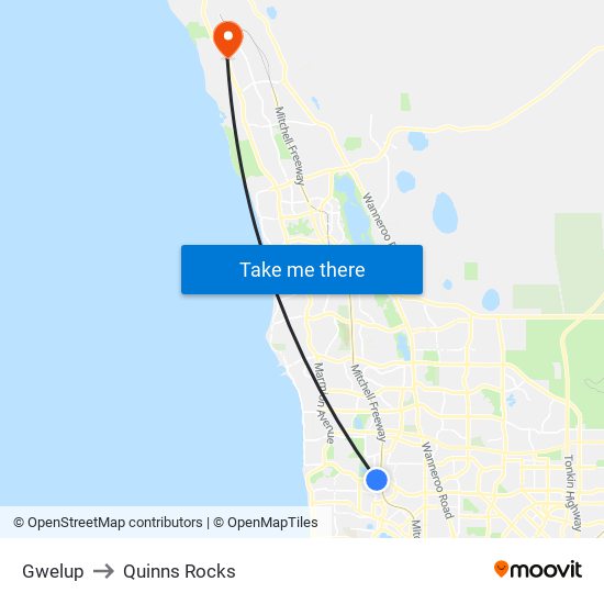 Gwelup to Quinns Rocks map