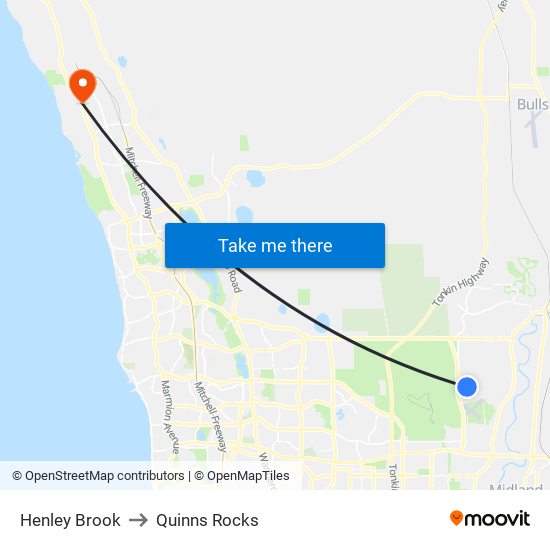 Henley Brook to Quinns Rocks map