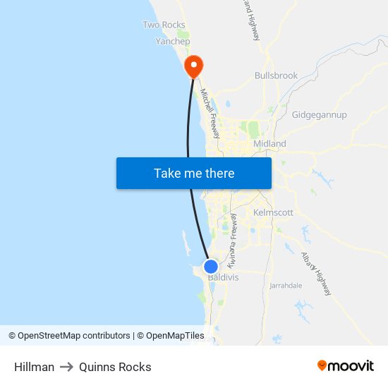 Hillman to Quinns Rocks map