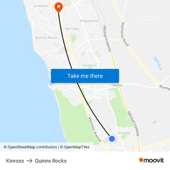 Kinross to Quinns Rocks map