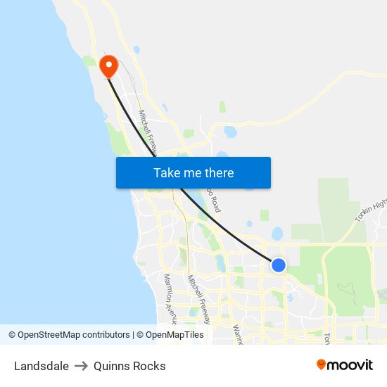 Landsdale to Quinns Rocks map