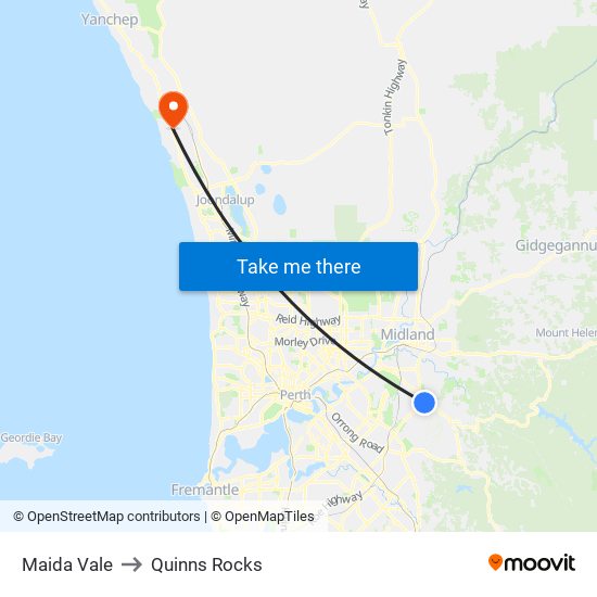 Maida Vale to Quinns Rocks map