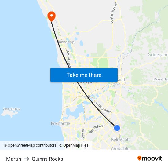 Martin to Quinns Rocks map