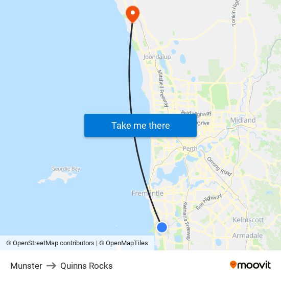 Munster to Quinns Rocks map