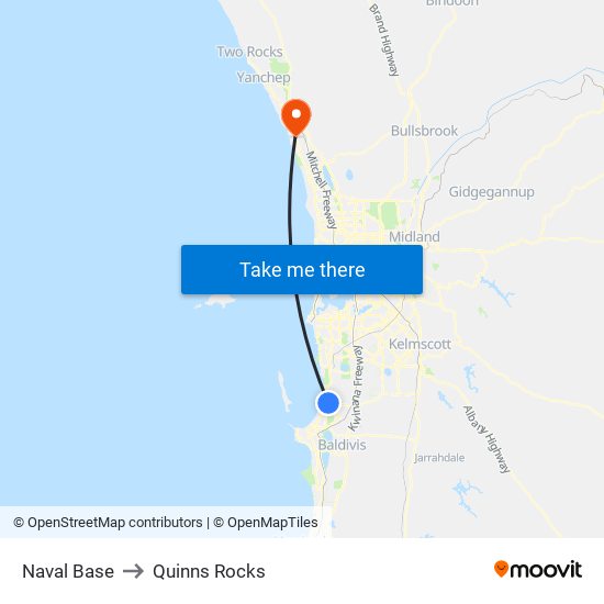 Naval Base to Quinns Rocks map