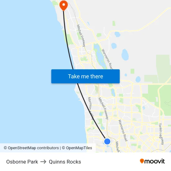 Osborne Park to Quinns Rocks map