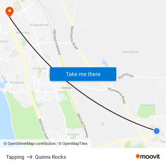 Tapping to Quinns Rocks map