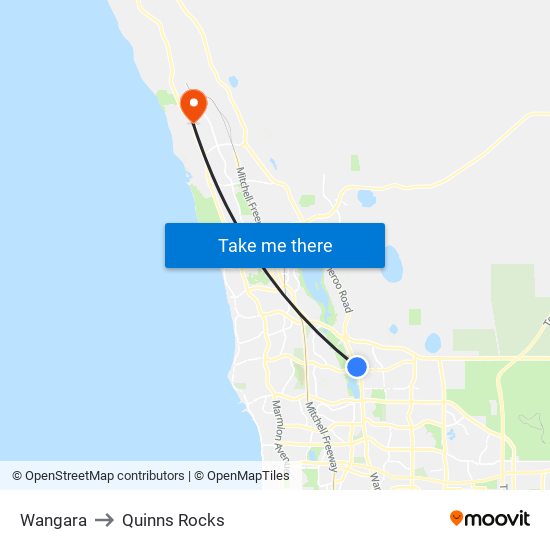 Wangara to Quinns Rocks map