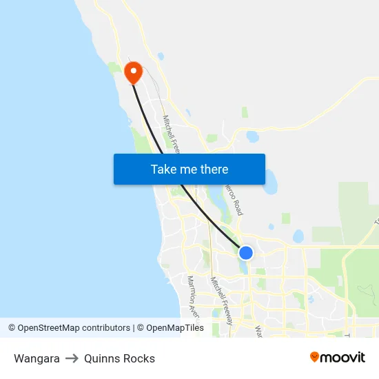 Wangara to Quinns Rocks map