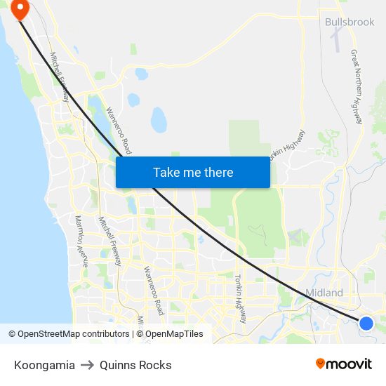 Koongamia to Quinns Rocks map