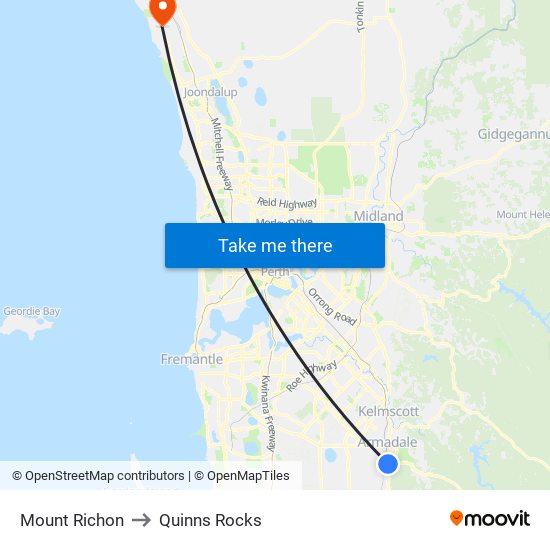 Mount Richon to Quinns Rocks map