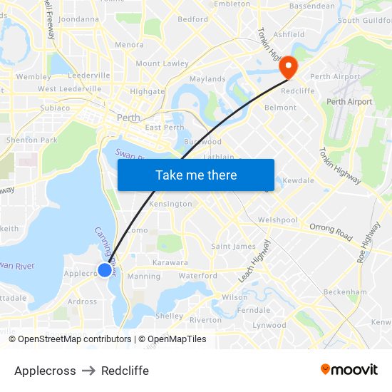 Applecross to Redcliffe map