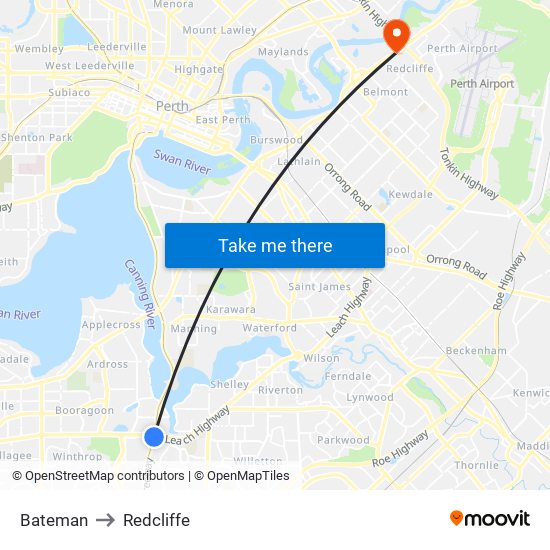 Bateman to Redcliffe map