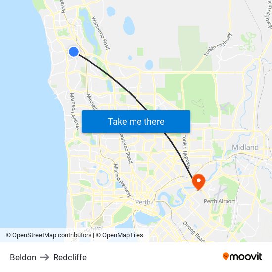 Beldon to Redcliffe map