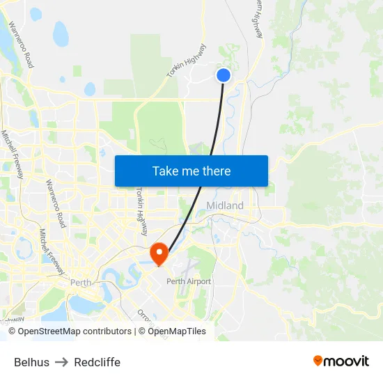 Belhus to Redcliffe map