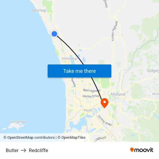 Butler to Redcliffe map