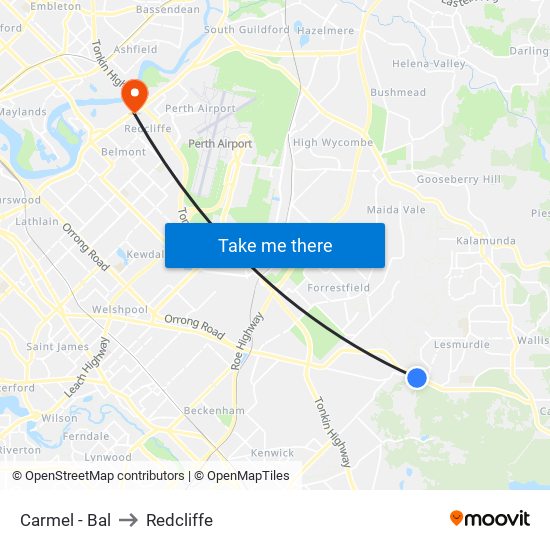 Carmel - Bal to Redcliffe map