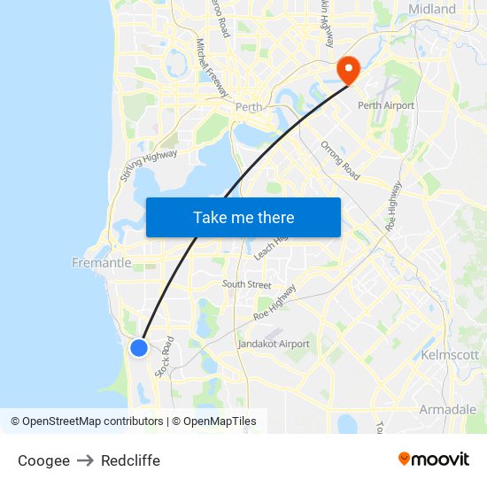 Coogee to Redcliffe map