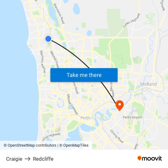 Craigie to Redcliffe map