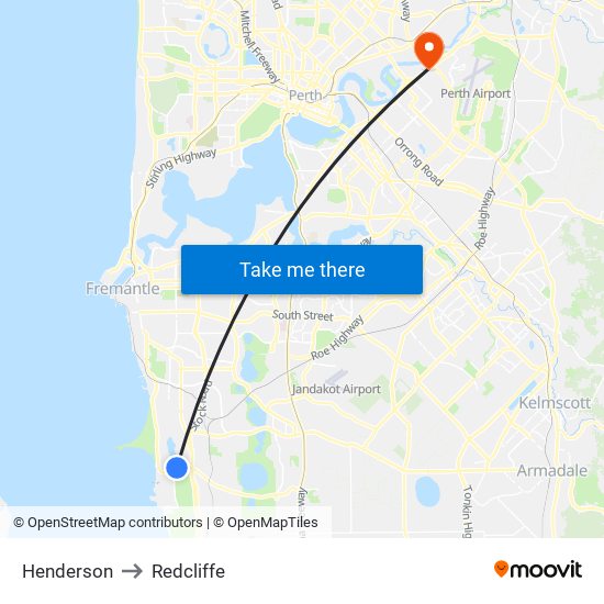 Henderson to Redcliffe map