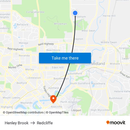 Henley Brook to Redcliffe map