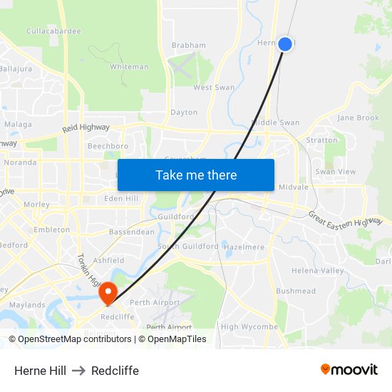 Herne Hill to Redcliffe map