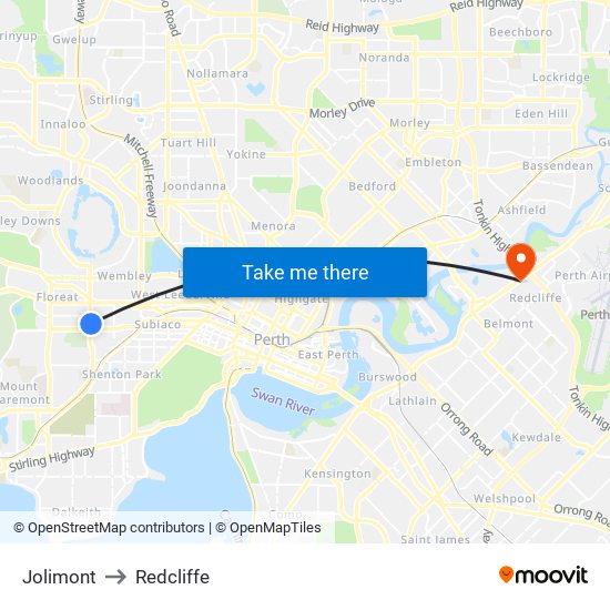 Jolimont to Redcliffe map