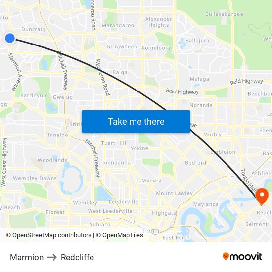 Marmion to Redcliffe map