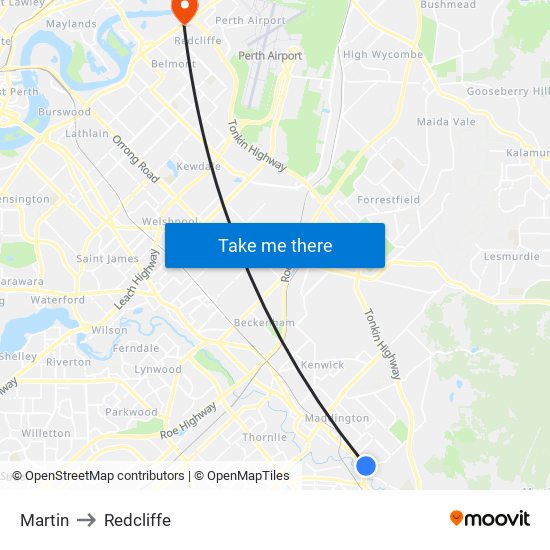 Martin to Redcliffe map