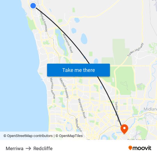 Merriwa to Redcliffe map