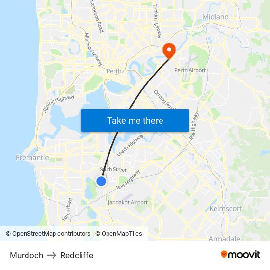 Murdoch to Redcliffe map