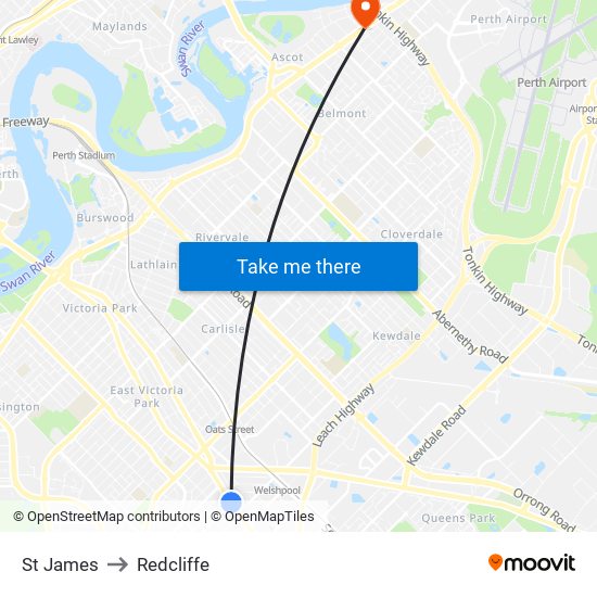 St James to Redcliffe map