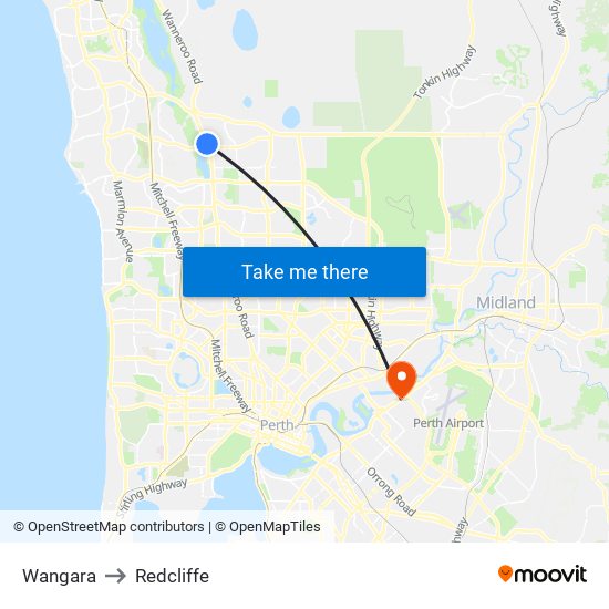 Wangara to Redcliffe map