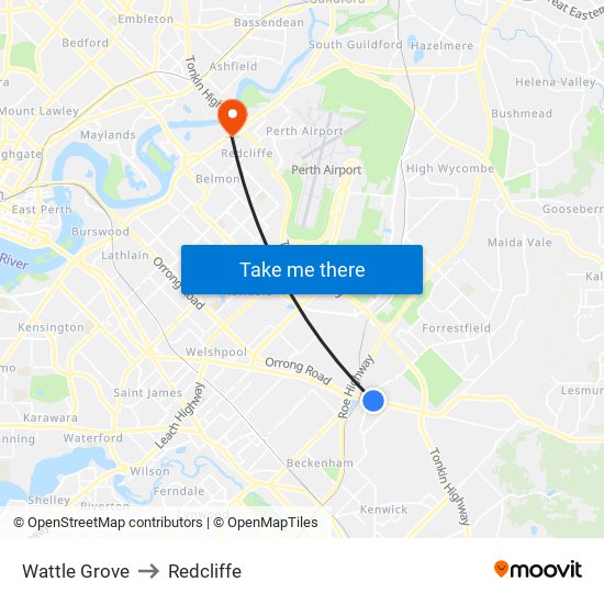 Wattle Grove to Redcliffe map