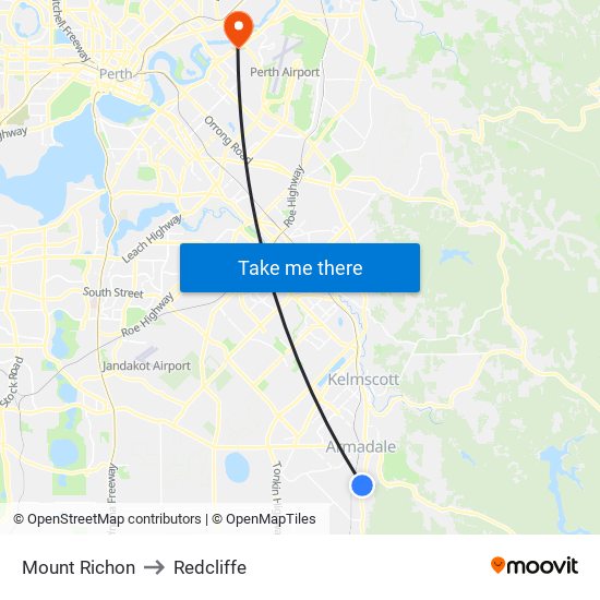 Mount Richon to Redcliffe map