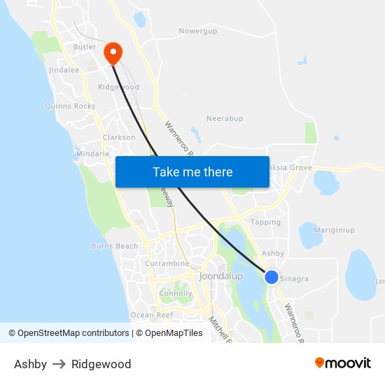 Ashby to Ridgewood map